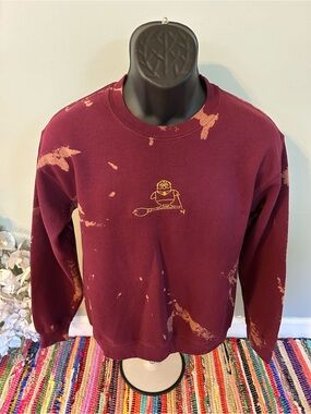 Chicks in Hogwarts Barstool Sports Crewneck Sweatshirt Tie Dye Maroon Small